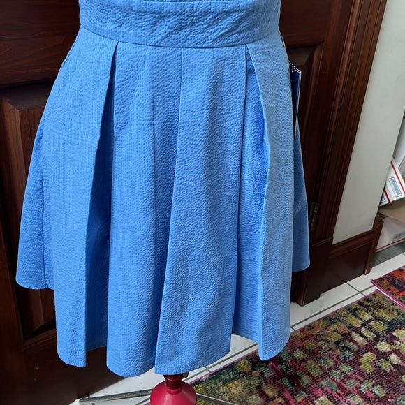 Lauren James  Corbin Dress Delta blue NWT strapless  tie back pleated skirt Sz S - Picture 4 of 13
